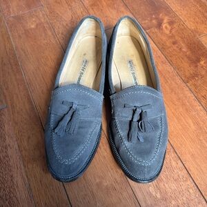 Manolo Blahnik Grey Suede Tassel Loafers